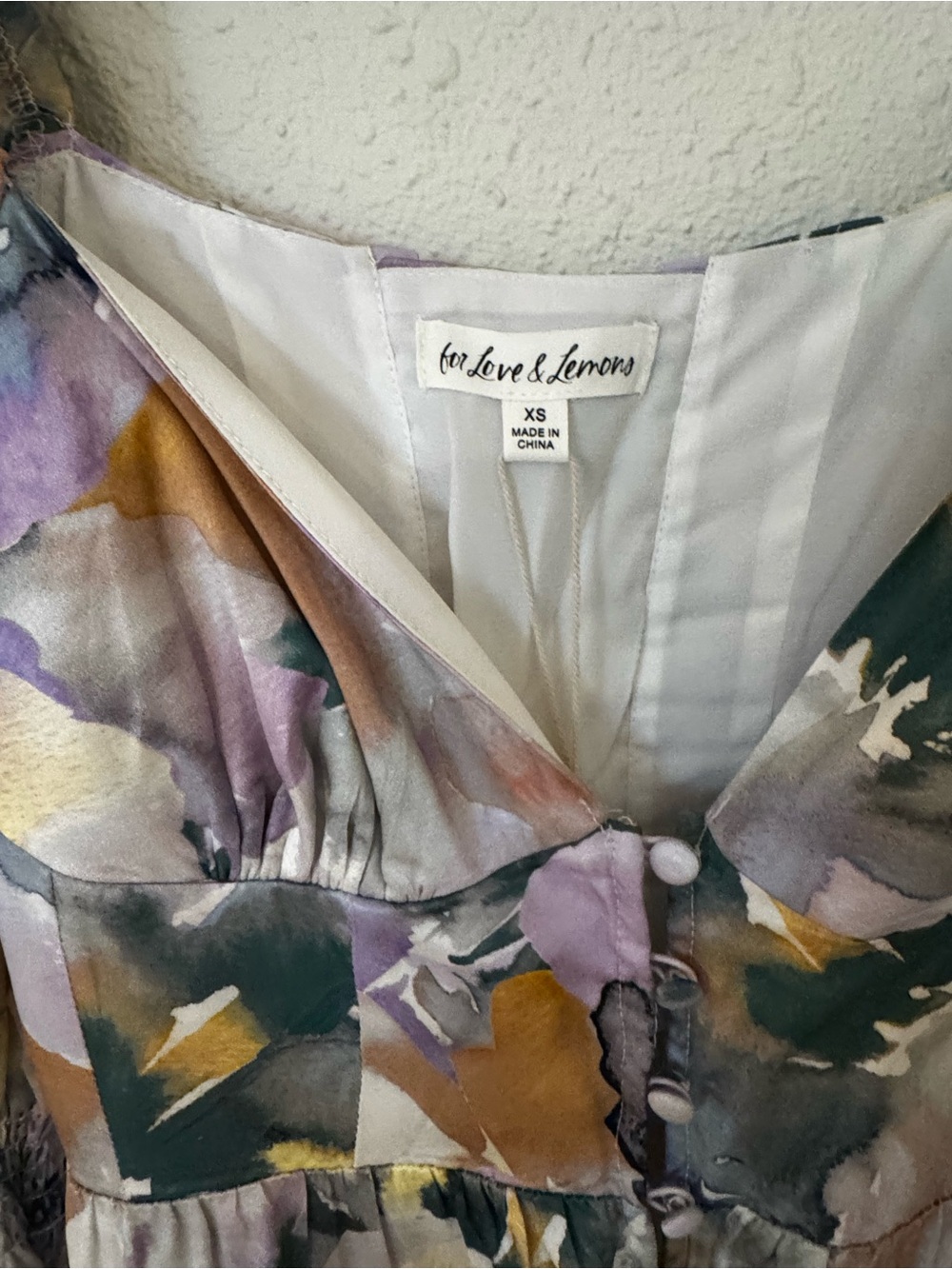For Love and Lemons- Floral Puff-Sleeve Maxi Dress- Lavender & Green- never worn - Picture 6 of 7